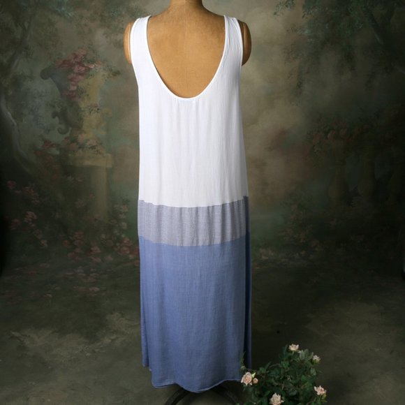 J Crew Maxi Dress White Blue Metallic Stripe S - Picture 7 of 11